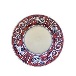 Fratelli Mari Deruta Plate Art Red Blue Ceramica A Mano Italy 11”